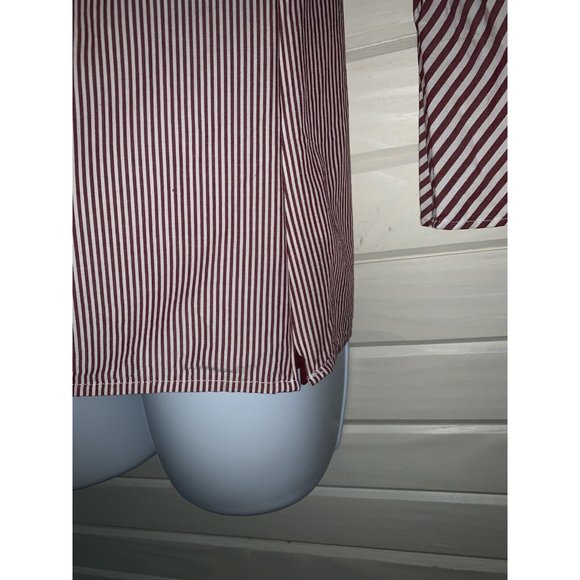 Talbots Sz SMALL Side Zip Tunic Blouse Red White Stripes Ruffle Collar EUC - Picture 4 of 8